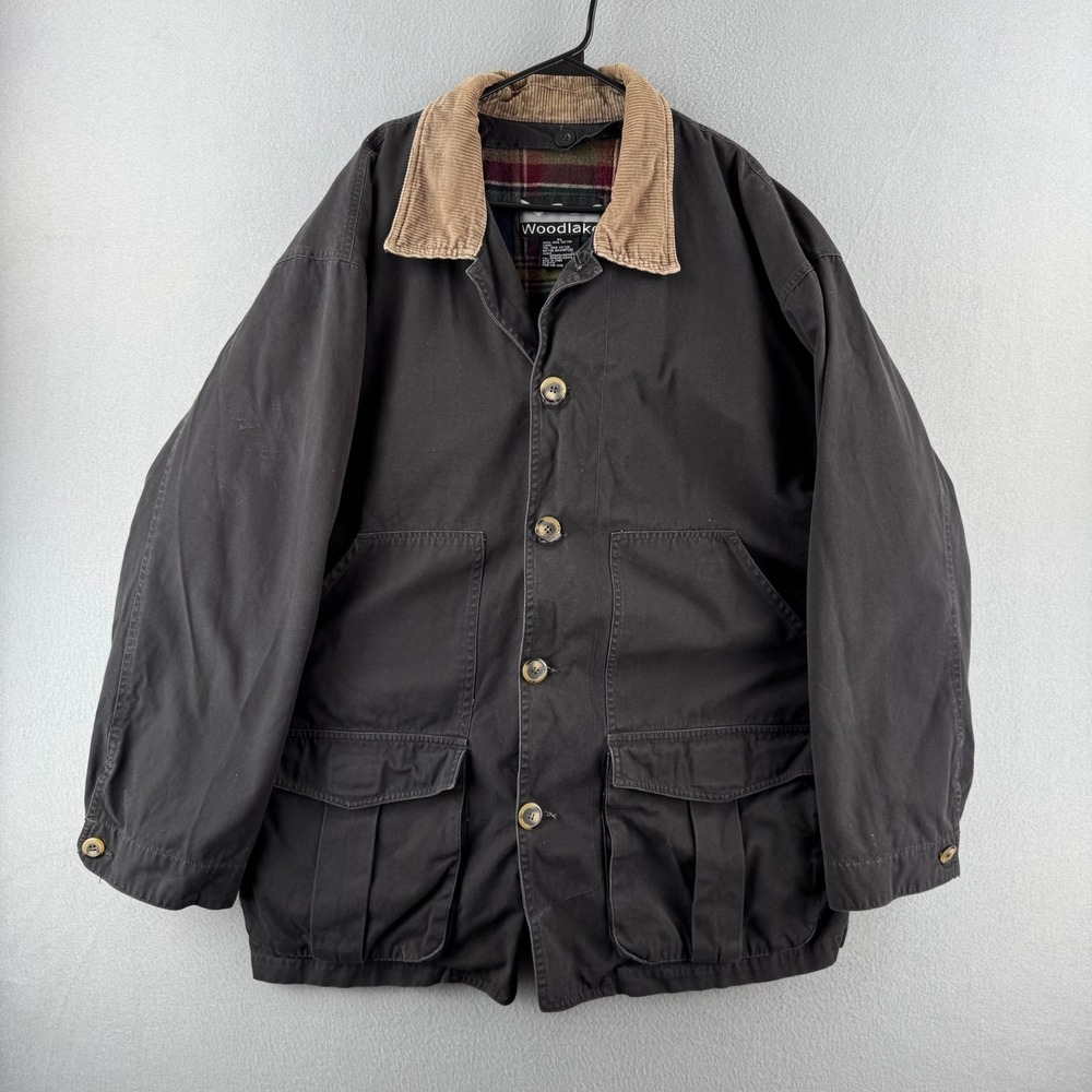 Vintage Woodlake Jacket Mens XL Faded Black Barn Chore Coat Flannel Lined
